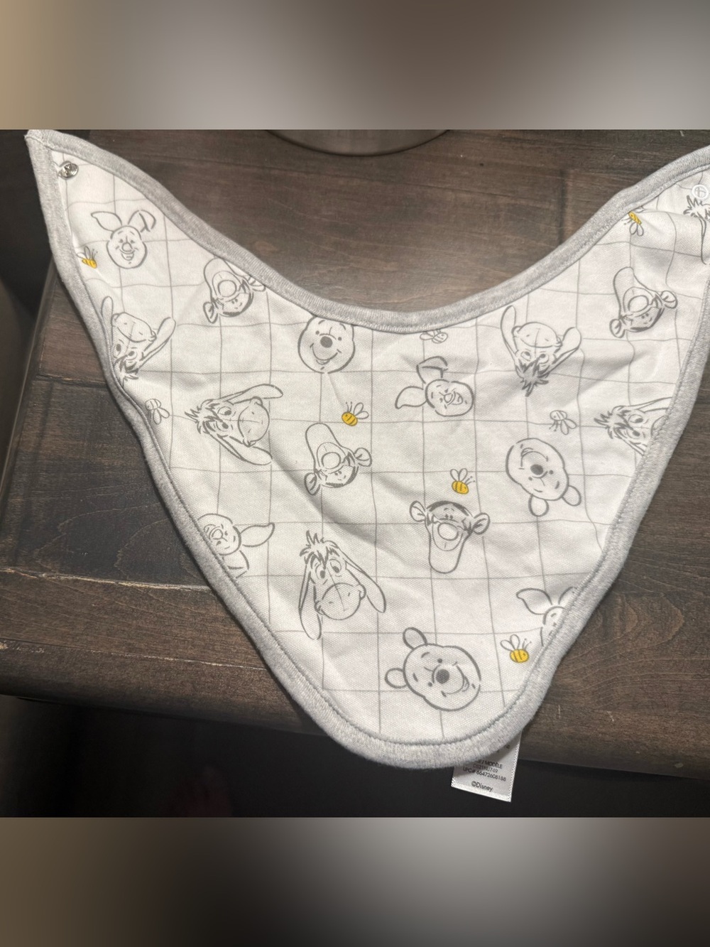 Disney Grey & Yellow Winnie the Pooh Bandana Bib